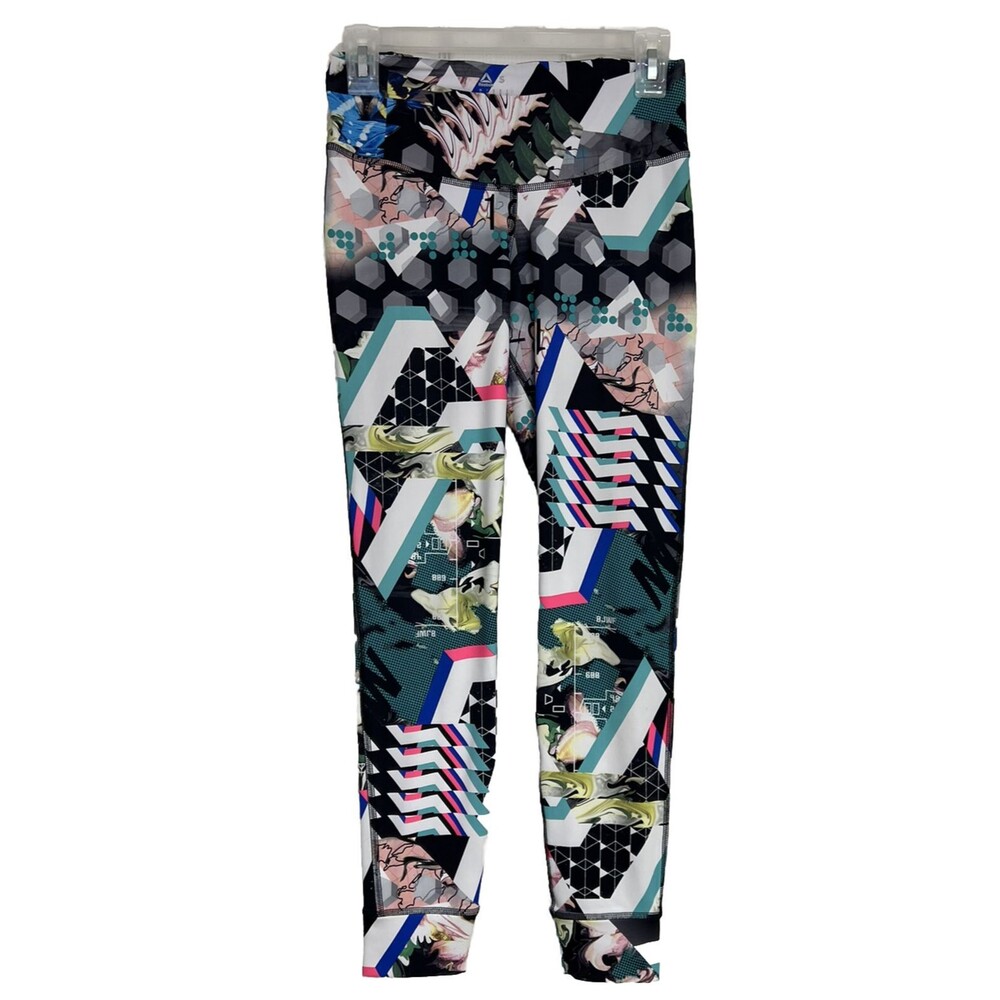 Reebok Womens Speedwick Leggings Size S Multicolor Colorful Stretch Athletic Gym